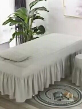Beige Massage Table Cover Set Spa Bed Skirt